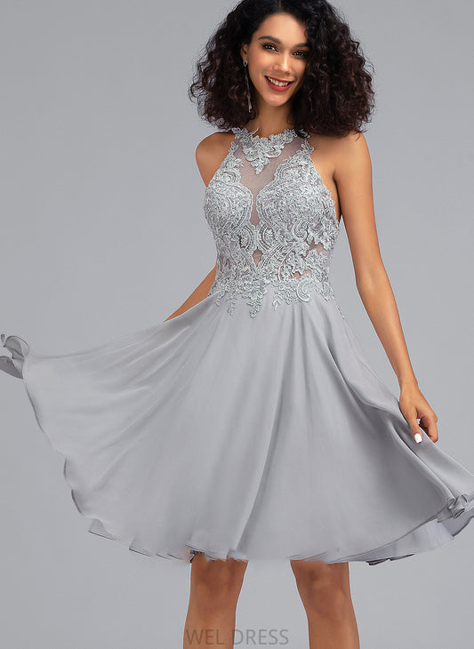 With Chiffon Sequins Knee-Length Neck Prom Dresses Moriah Scoop A-Line