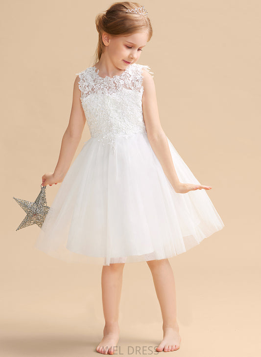 Back A-Line/Princess Scoop - Sleeveless Dress Flower Girl Dresses Satin/Tulle/Lace Girl With Hole Phoenix Flower Neck Knee-length