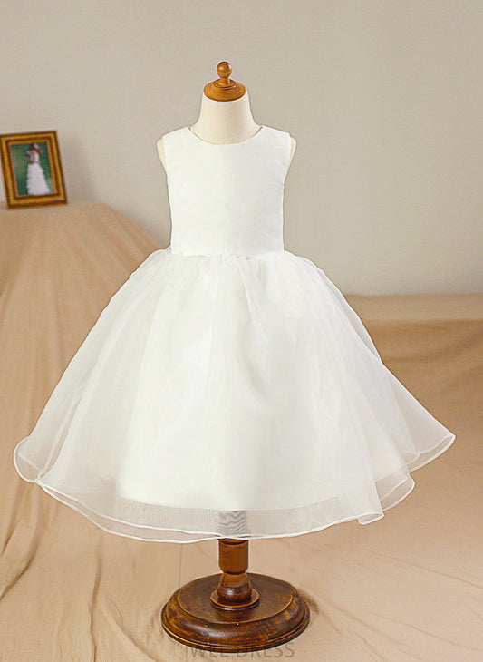 Satin/Tulle Girl Flower Flower Girl Dresses - Ball Sleeveless Angelina Scoop Dress Neck Gown Knee-length