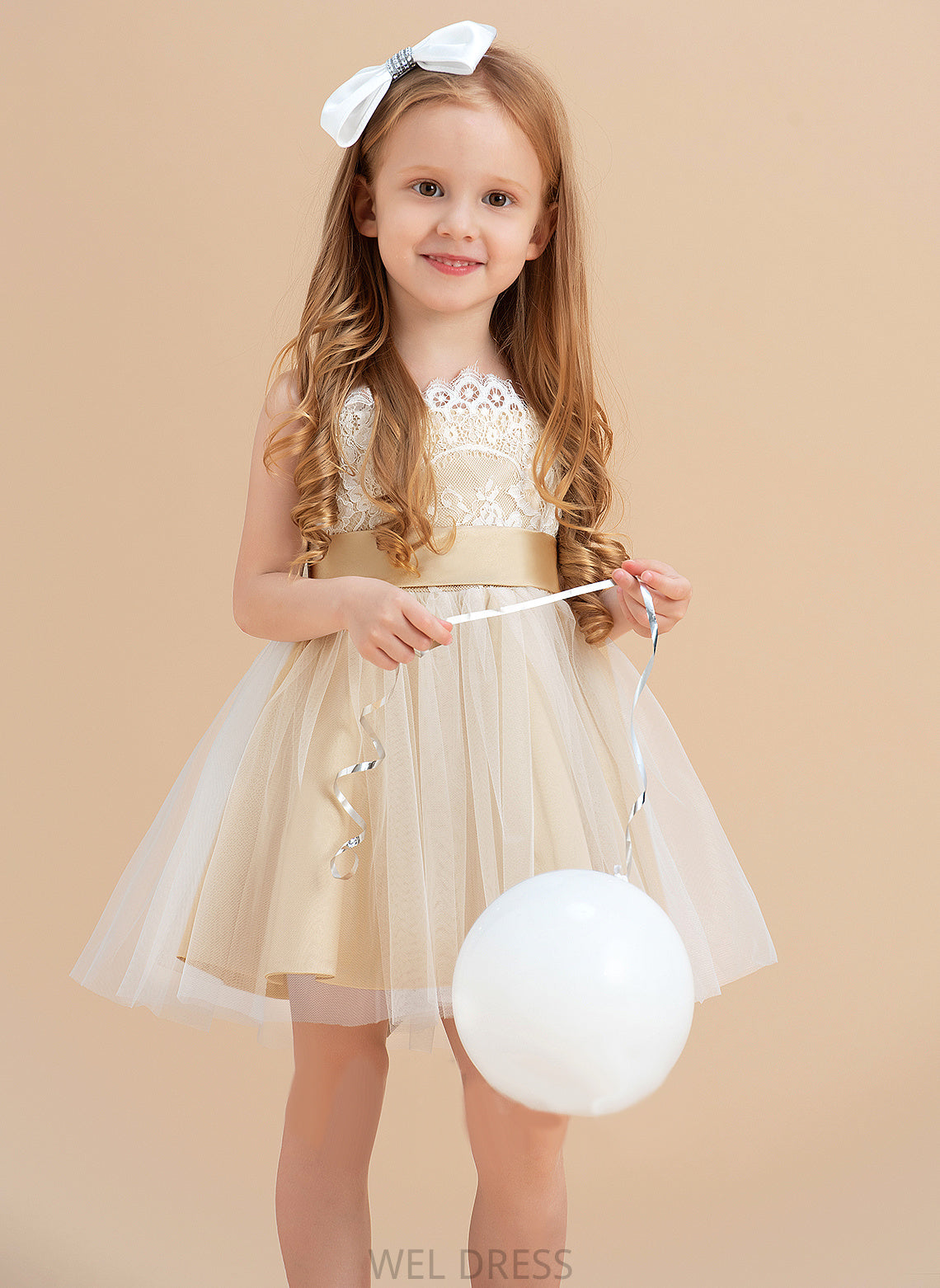 Sleeveless Jocelynn Knee-length (Undetachable Flower Flower Girl Dresses Girl Tulle/Lace Dress Straps - With sash) A-Line/Princess Sash/Bow(s)