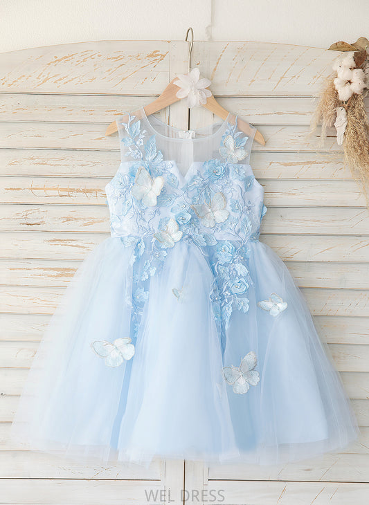 Neck Rachel Flower Girl Dresses Dress Girl Tulle/Lace Scoop Knee-length - A-Line Flower Sleeveless