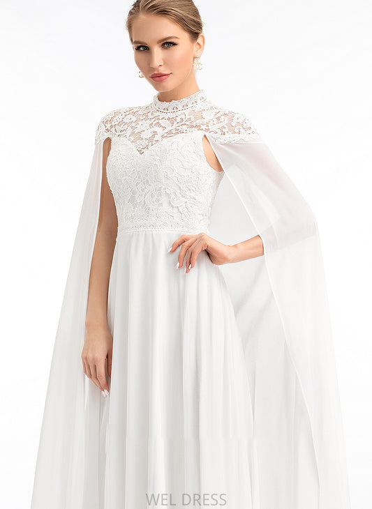 Wedding Floor-Length Neck High A-Line Dress Wedding Dresses Chiffon Erica