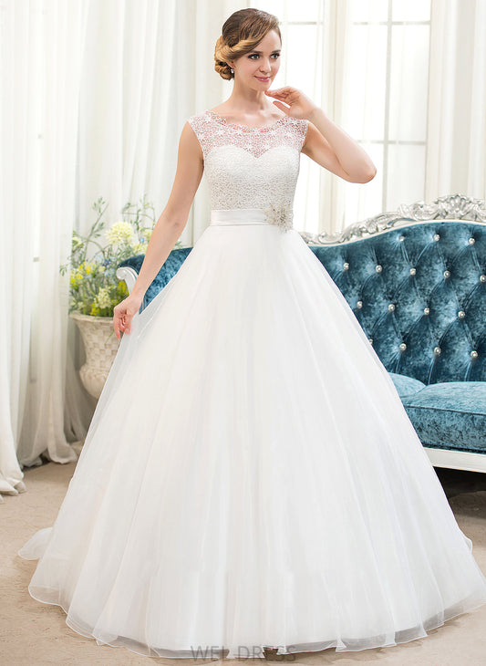 Wedding Dresses Lace Scoop Ball-Gown/Princess With Wedding Train Beading Dress Neck Sequins Organza Macy Sweep