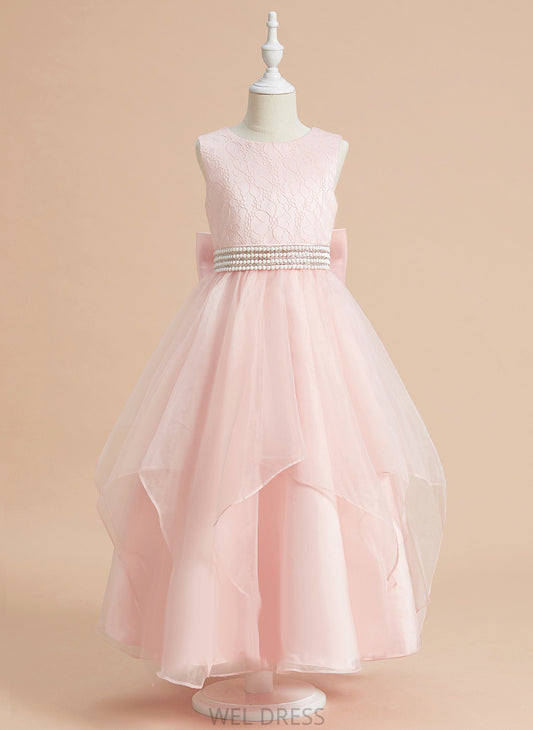 Flower Girl Dresses Savannah Ankle-length Dress Sleeveless With Girl Organza/Lace Beading/Bow(s) Flower Scoop Neck - Ball-Gown/Princess