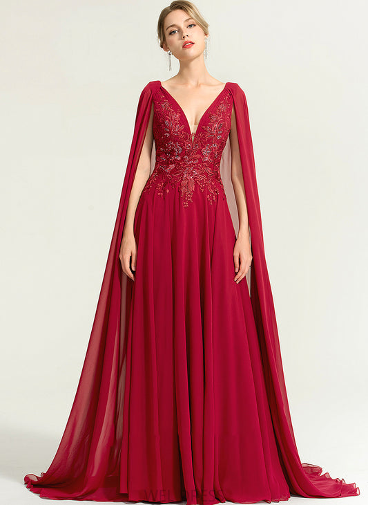 V-neck Chiffon A-Line Wedding With Wedding Dresses Renata Dress Floor-Length Sequins