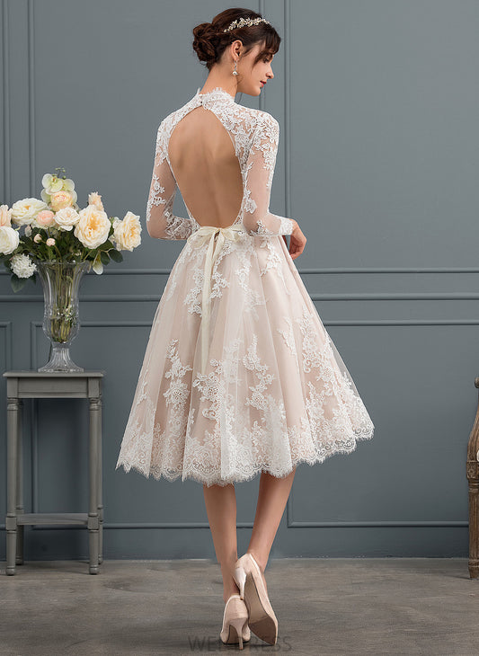 Wedding Dresses A-Line Jaelynn Lace Knee-Length Illusion Wedding Dress