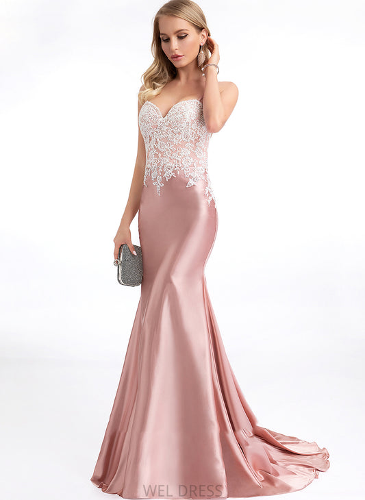 Train Trumpet/Mermaid Sweep Sweetheart Prom Dresses Rosa