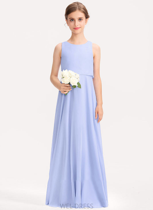 Neck A-Line Scoop Junior Bridesmaid Dresses Floor-Length Chiffon Sloane