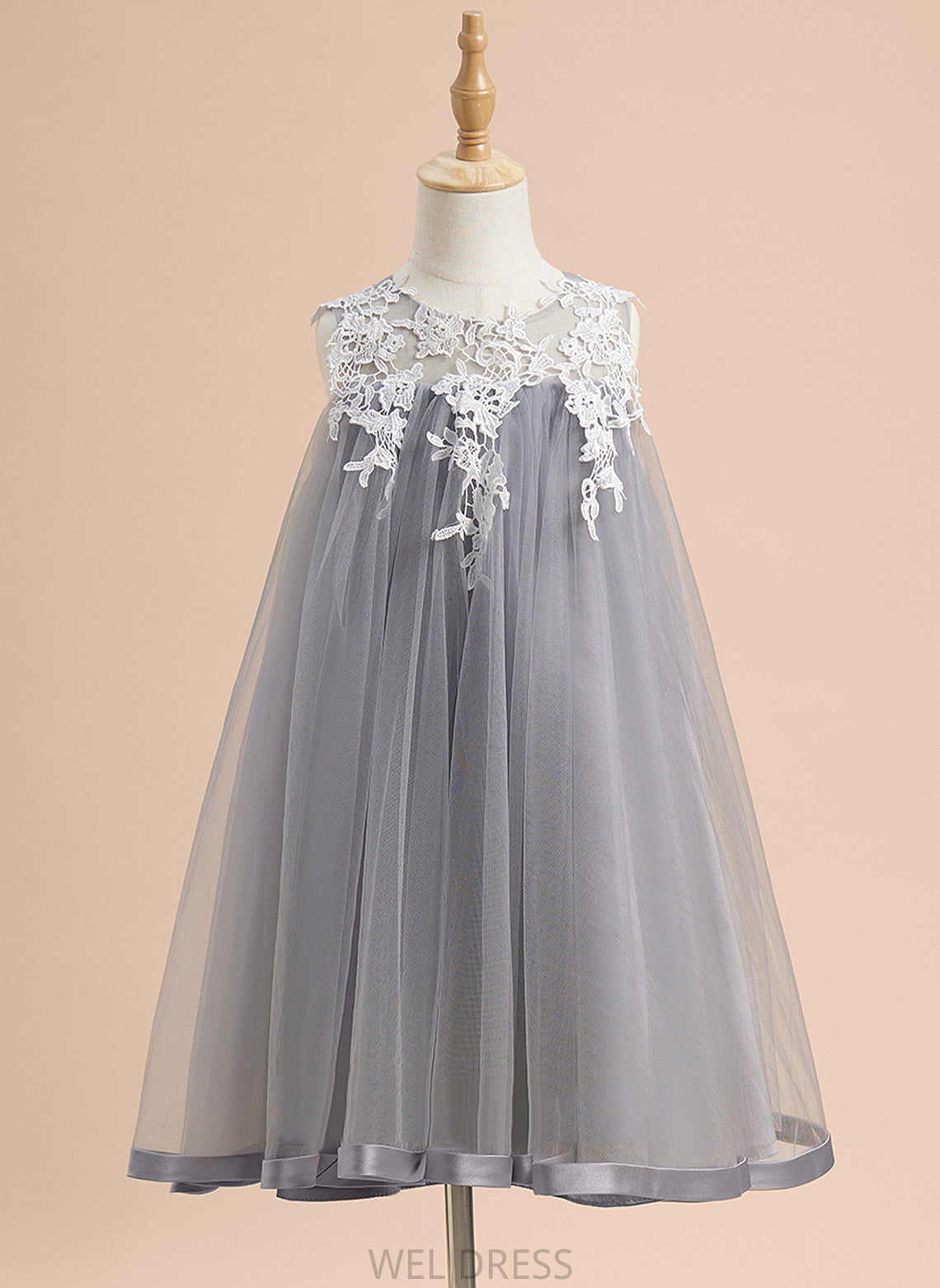 Scoop - With Lace Tulle Sleeveless A-Line Neck Flower Girl Dress Knee-length Flower Girl Dresses Nancy