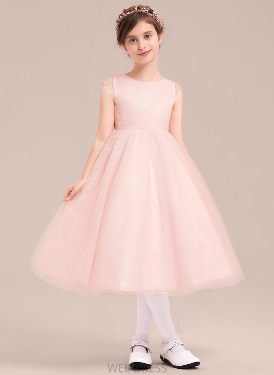 Persis Tea-length A-Line/Princess Scoop With Bow(s) Sleeveless Girl Dress Neck Flower Girl Dresses Tulle Flower -