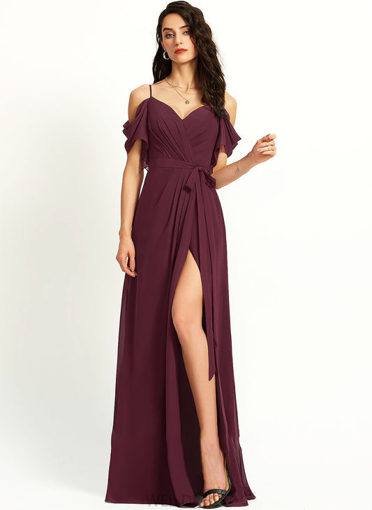 Floor-Length Ruffle Prom Dresses With V-neck Split A-Line Front Elaine