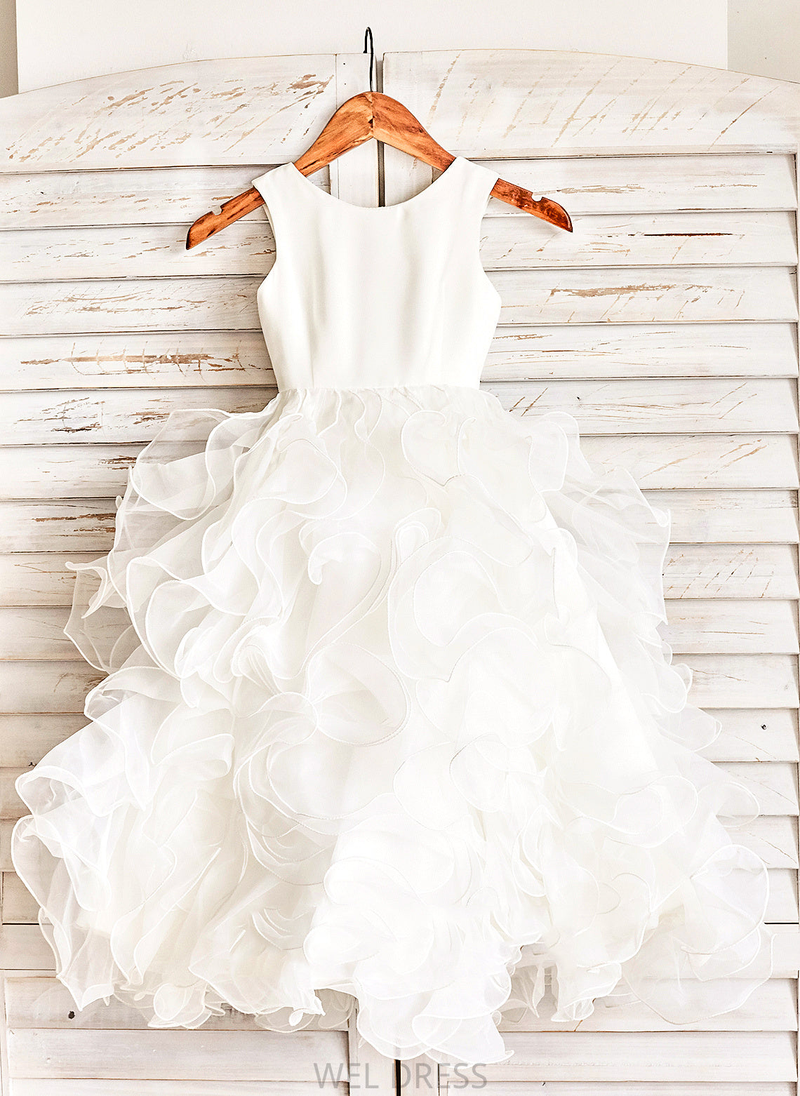 Ariana Organza Flower Girl Dresses Dress Flower Neck With Scoop Ball Girl Gown Sleeveless Ruffles - Floor-length