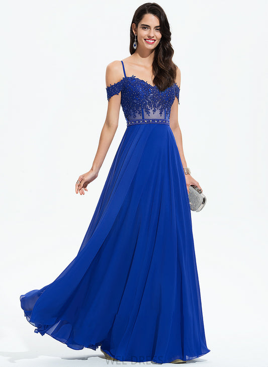 Beading Sequins Floor-Length Off-the-Shoulder With Beatrice Chiffon A-Line Prom Dresses Sweetheart