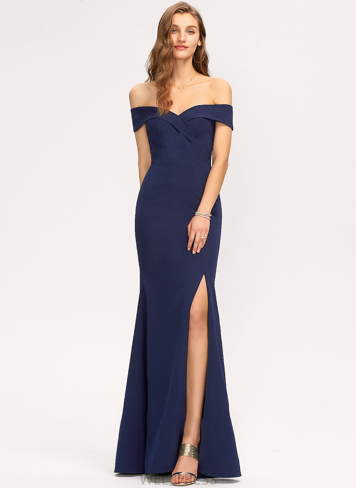 Crepe Harper Floor-Length Off-the-Shoulder Stretch Prom Dresses Trumpet/Mermaid Split With Front