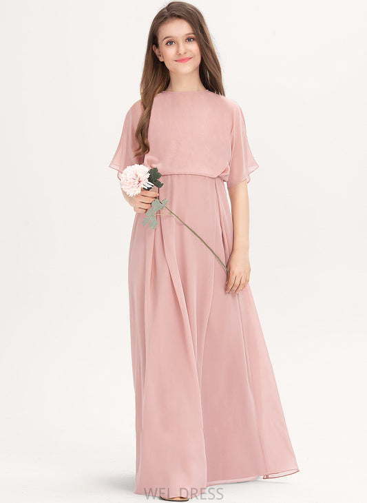 Neck Sonia A-Line Floor-Length Chiffon Junior Bridesmaid Dresses Scoop