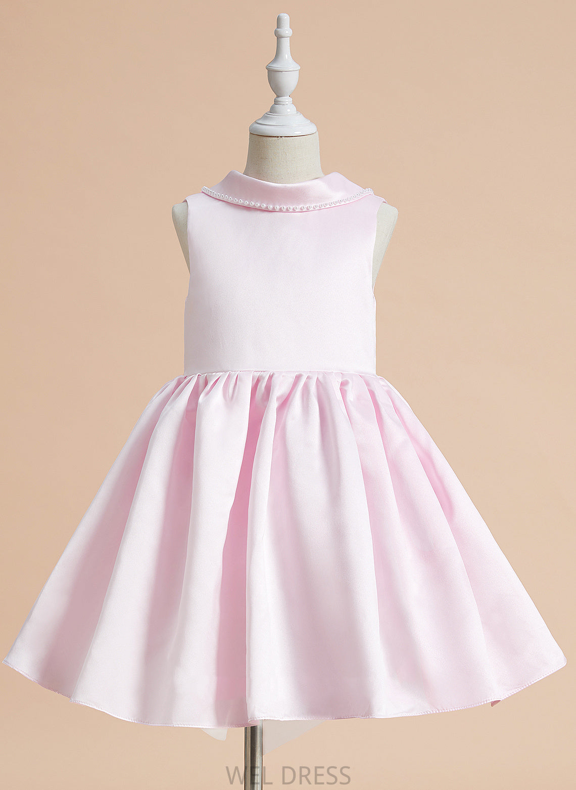 Flower Girl Dresses Scoop Neck Knee-length Girl A-Line With Sleeveless Satin Beading/Bow(s) Dress Flower - Tori