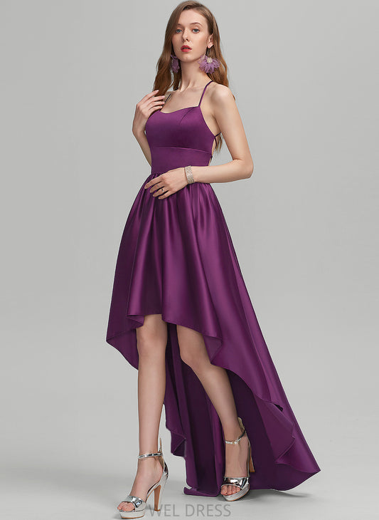 Square Prom Dresses Moriah Asymmetrical Satin Ball-Gown/Princess Neckline