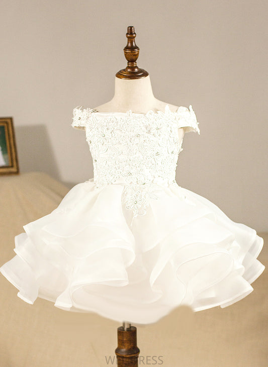 Sleeveless Natalia Ball-Gown/Princess - Flower Girl Dresses Flower Dress Organza Off-the-Shoulder Knee-length Girl