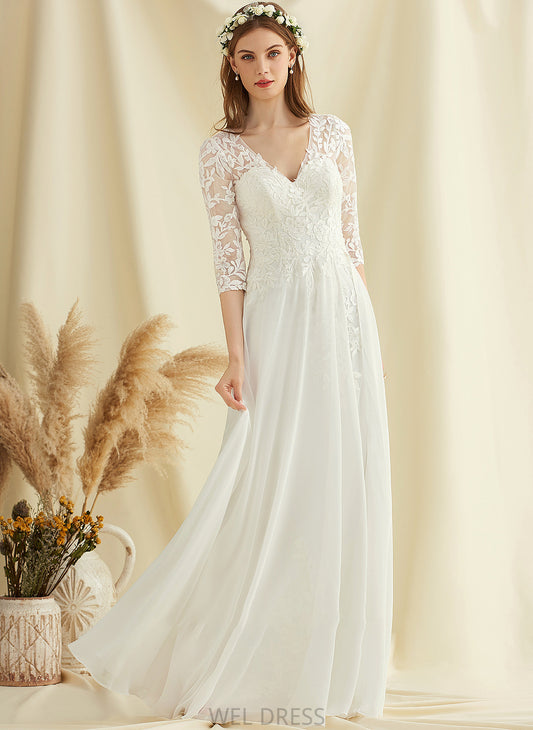 Wedding Lace Wedding Dresses Dress Floor-Length Chiffon A-Line Jada V-neck