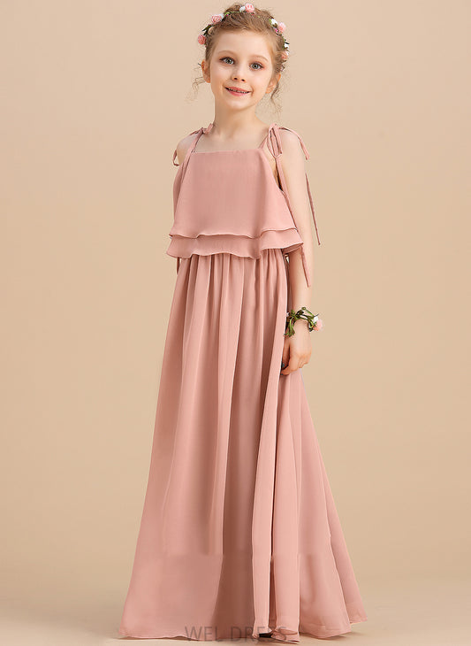 Flower Susan Dress Sleeveless - Neckline/Straps A-Line Chiffon Flower Girl Dresses Floor-length Square Girl