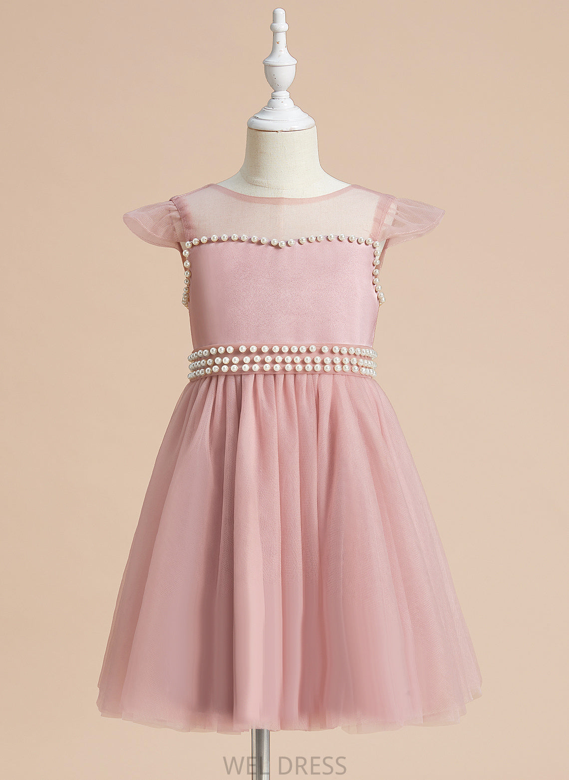 Sara Dress Flower Girl Dresses Knee-length With Scoop A-Line Neck Beading/Bow(s) Flower Satin/Tulle Girl - Sleeveless