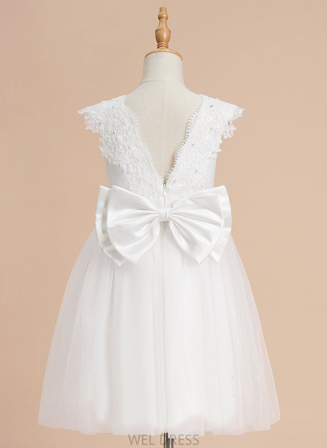 Neck Julianna A-Line Sleeveless Dress Beading/Sequins/Bow(s) - Knee-length Girl With Flower Girl Dresses Tulle Flower Scoop