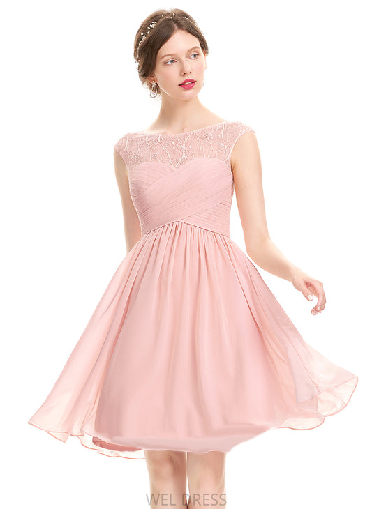 Sequins Knee-Length Ruffle Kaylynn Scoop A-Line With Prom Dresses Chiffon Neck Lace Beading