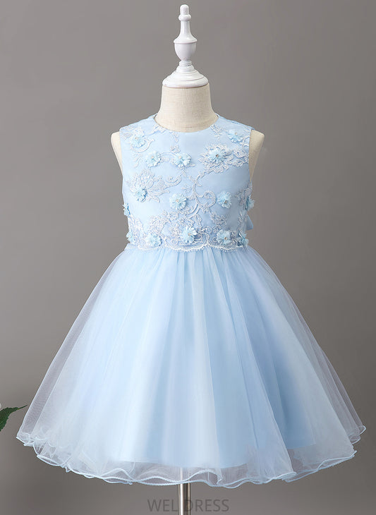 A-Line Neck Knee-length Girl Dress Flower - Flower(s) Scoop With Tulle/Lace Flower Girl Dresses Sleeveless Ashanti