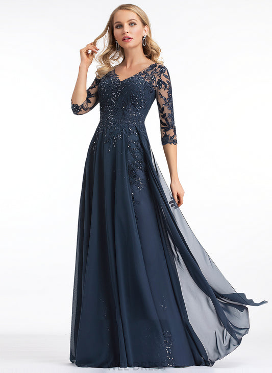 Prom Dresses Sequins V-neck With A-Line Floor-Length Chiffon Hayden