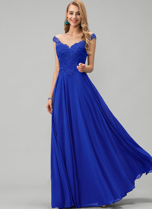 Chiffon Prom Dresses Neck Iyana Scoop Lace A-Line Floor-Length Sequins With