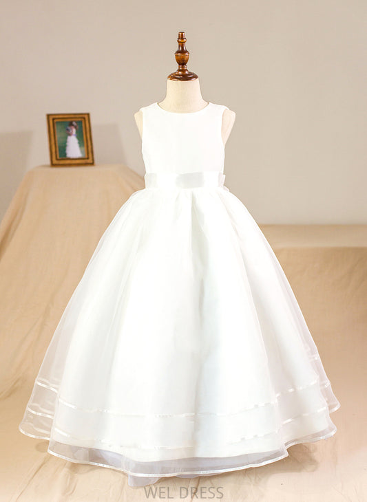 NOT Kristina Floor-length Organza/Satin Bow(s) included) - Sleeveless With Flower Ball-Gown/Princess Girl Dress Neck (Petticoat Flower Girl Dresses Scoop