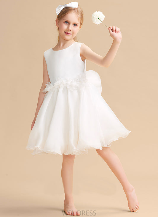 Sleeveless Flower Girl - Flower Girl Dresses Scoop Dress Neck A-Line Organza Donna Knee-length