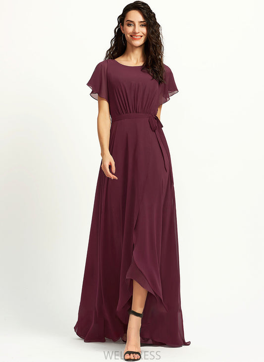 A-Line Neck Ruffle Asymmetrical With Scoop Lynn Prom Dresses