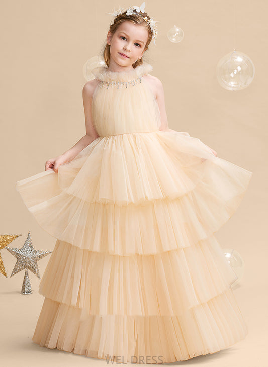 Floor-length - Tulle Girl Flower Girl Dresses Quintina Sleeveless Dress Flower Ball-Gown/Princess Neck High