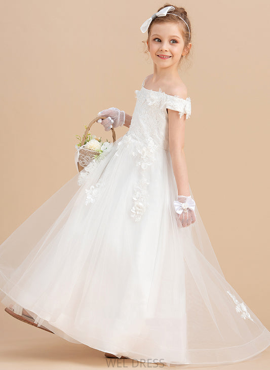 Flower Dress Flower(s) Train Tulle/Lace Ball-Gown/Princess Winifred Sweep - Flower Girl Dresses Off-the-Shoulder With Girl Sleeveless