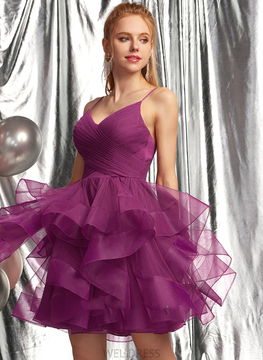 V-neck Tulle Ball-Gown/Princess Tiffany Short/Mini Prom Dresses