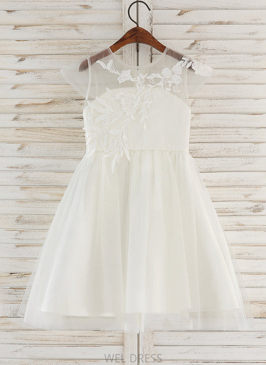 Dress - A-Line Knee-length Girl Tulle/Lace Flower Girl Dresses Scoop Lena Neck Sleeveless Flower