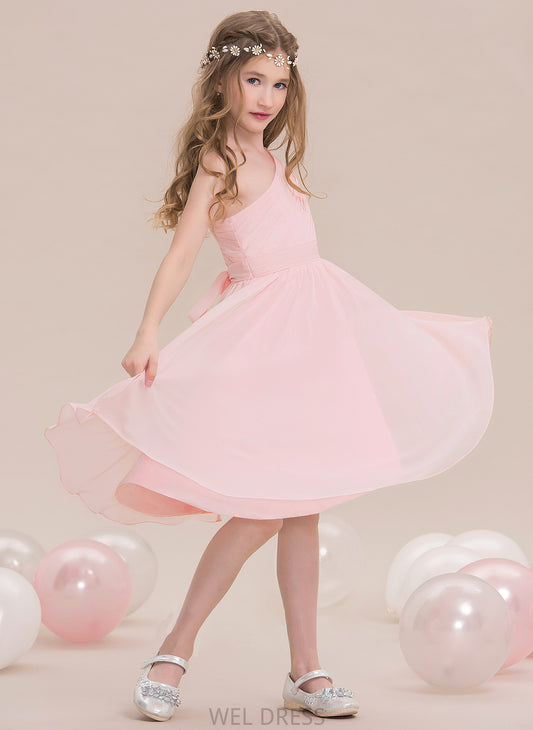 Chiffon Imani Ruffle Knee-Length A-Line Junior Bridesmaid Dresses One-Shoulder With