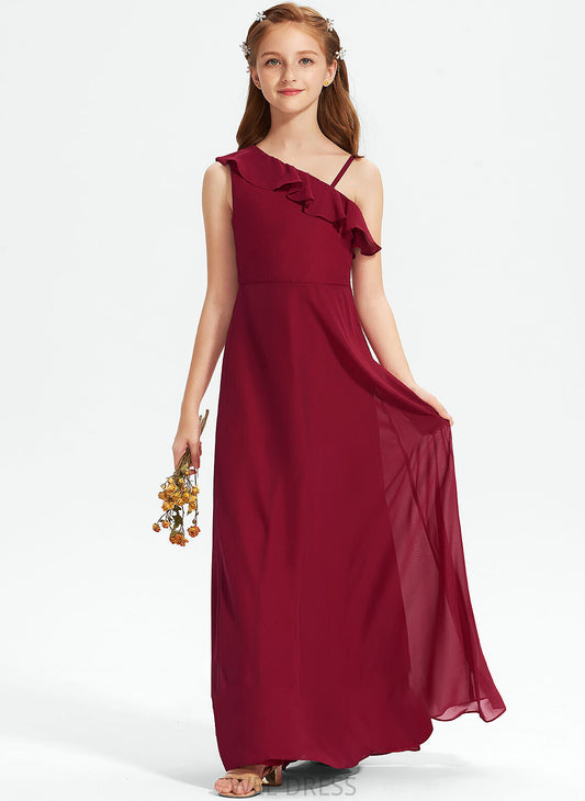 One-Shoulder With Addison Ruffles A-Line Chiffon Floor-Length Junior Bridesmaid Dresses