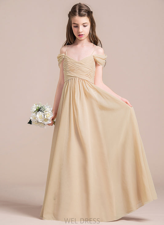 Ruffle Laurel A-Line With Junior Bridesmaid Dresses Off-the-Shoulder Chiffon Floor-Length