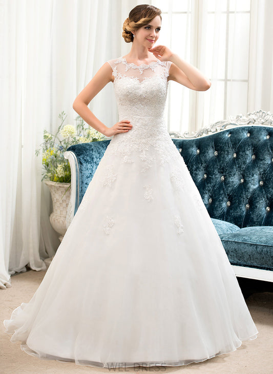 Organza Wedding Wedding Dresses With Sweep Tulle Dress Illusion Beading Sequins Train Monica Ball-Gown/Princess