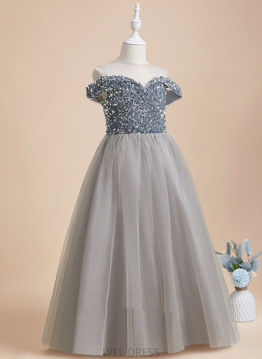 Floor-length Neck Scoop Flower A-Line Dress Flower Girl Dresses Tulle/Sequined Girl - Judy Sleeveless