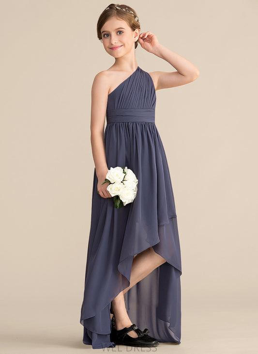 Ruffle A-Line With One-Shoulder Chiffon Teresa Asymmetrical Junior Bridesmaid Dresses