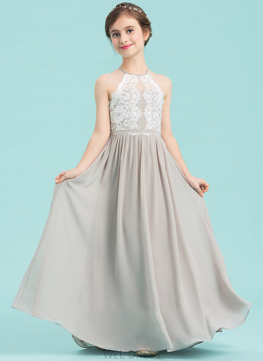 Neck Junior Bridesmaid Dresses Floor-Length Deja A-Line Scoop Chiffon