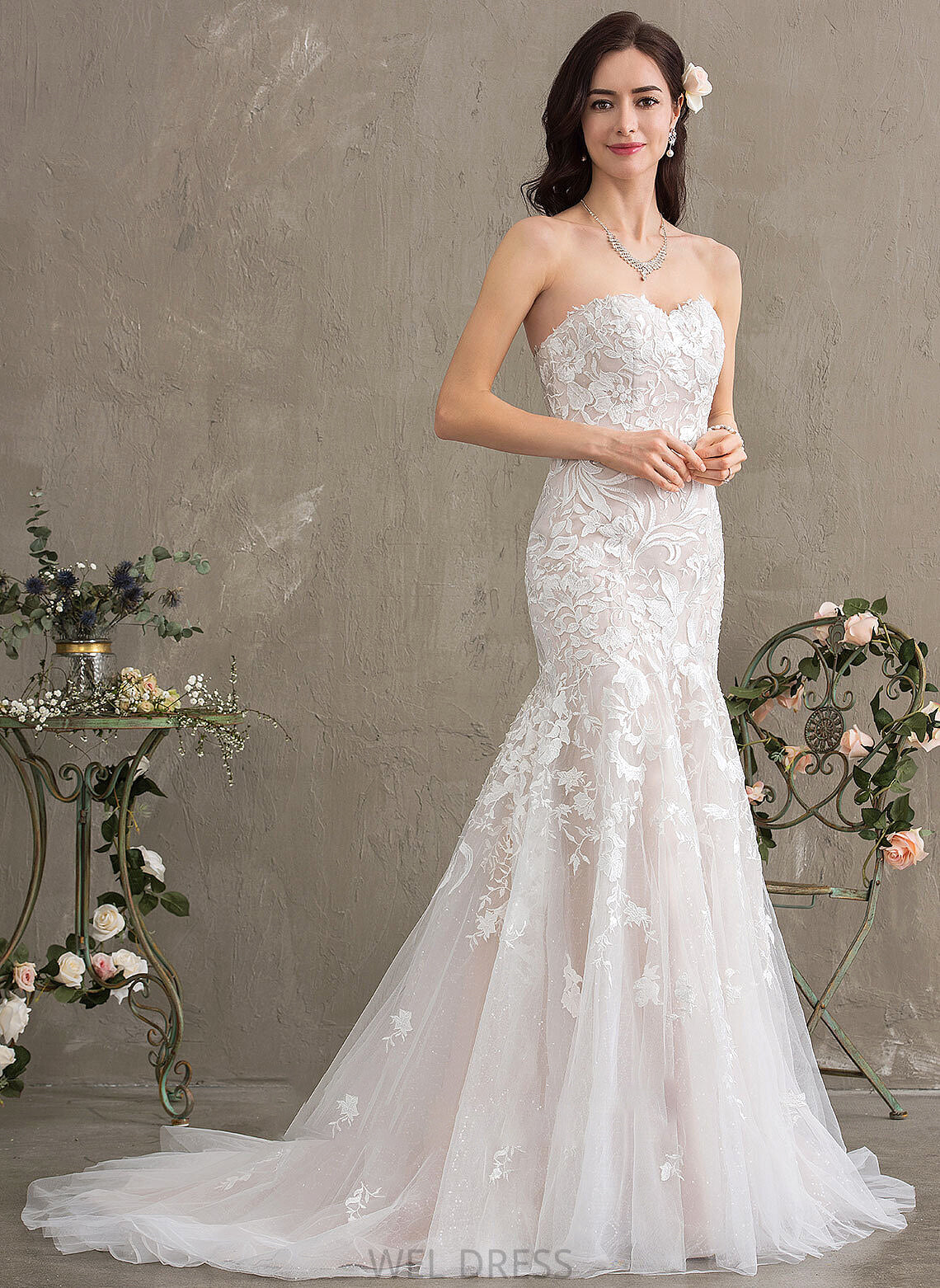 Haleigh Wedding Dress Lace Sweetheart Trumpet/Mermaid Wedding Dresses Train Tulle Court