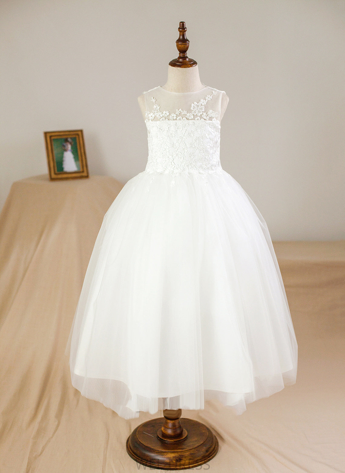 Danika Flower Girl Dresses With Sleeveless Ankle-length Dress Gown Appliques Neck Flower Girl - Ball Satin/Tulle Scoop