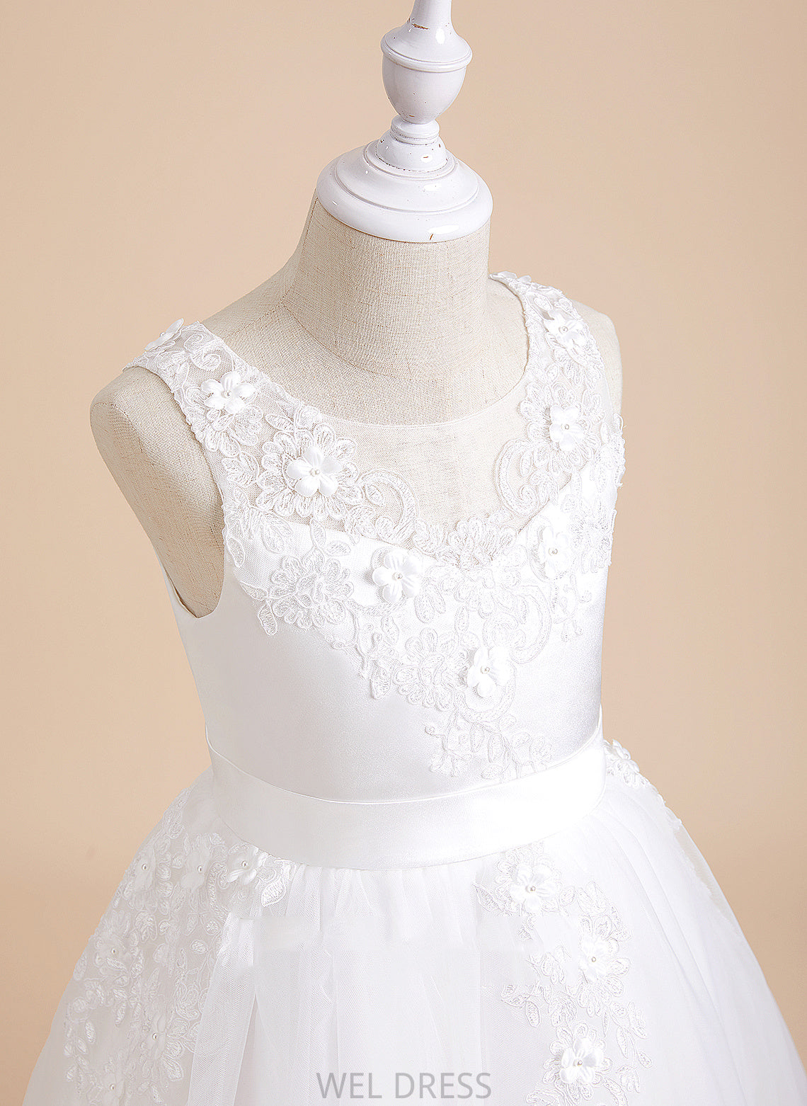 Kaitlin Flower Dress - Beading/Flower(s) Flower Girl Dresses A-Line Scoop Tea-length Sleeveless Girl With Neck Tulle/Lace