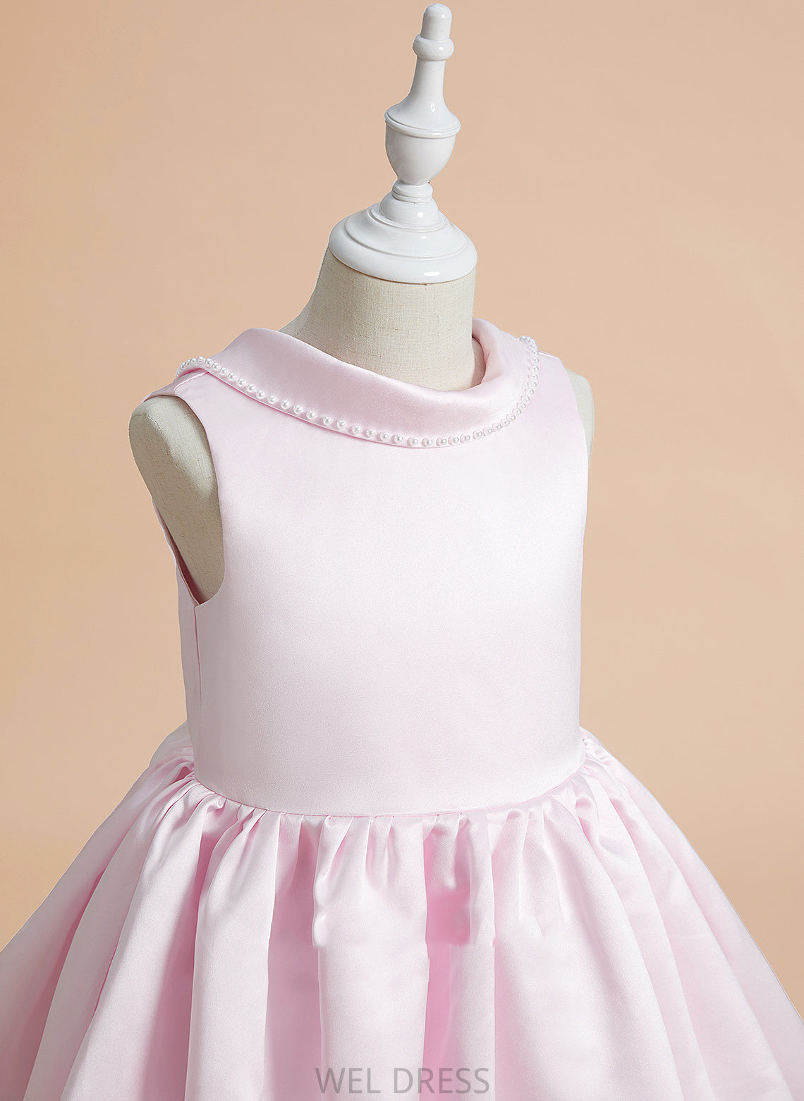 Flower Girl Dresses Scoop Neck Knee-length Girl A-Line With Sleeveless Satin Beading/Bow(s) Dress Flower - Tori