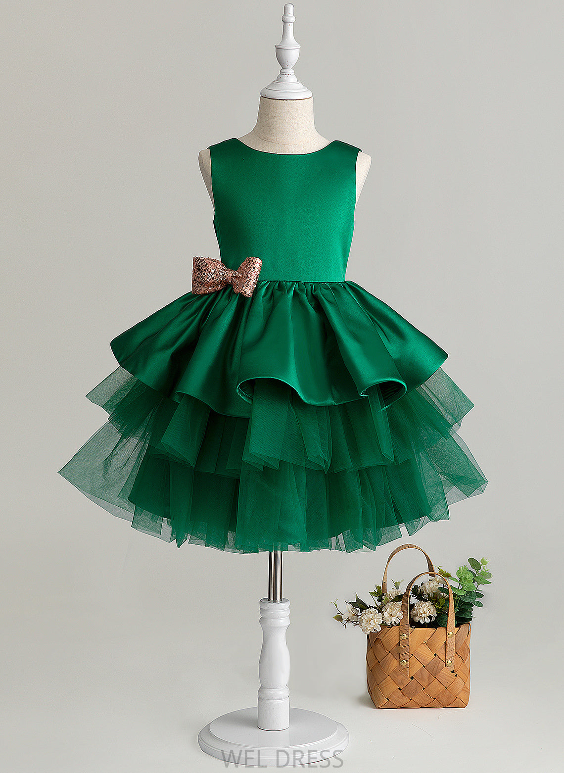 Flower Girl Dresses Girl Neck Ball-Gown/Princess Sleeveless - Tulle With Dress Bow(s) Yasmin Flower Scoop Knee-length