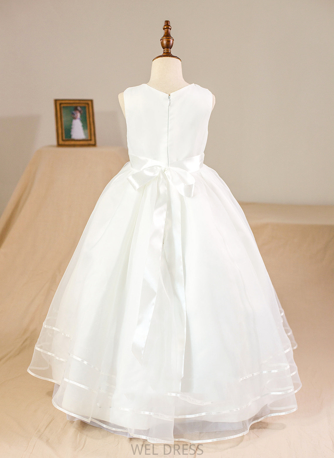 NOT Kristina Floor-length Organza/Satin Bow(s) included) - Sleeveless With Flower Ball-Gown/Princess Girl Dress Neck (Petticoat Flower Girl Dresses Scoop